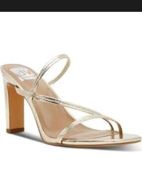 NWT DV Dolce Vita Starlit Metallic Gold Strappy Block Heel Sandals - Size 5.5